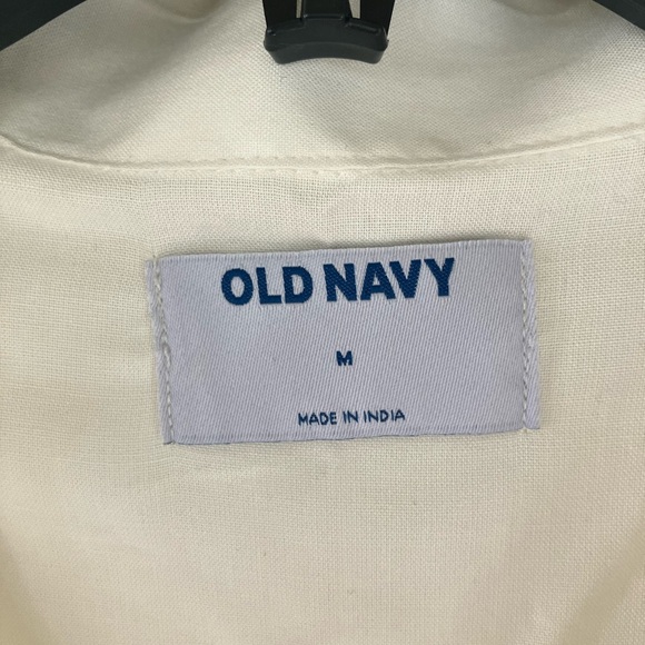 NWT Old Navy Short Sleeve Button Up Camp Pink Flamingo Palm Tree Beach Shirt Med - Picture 5 of 7